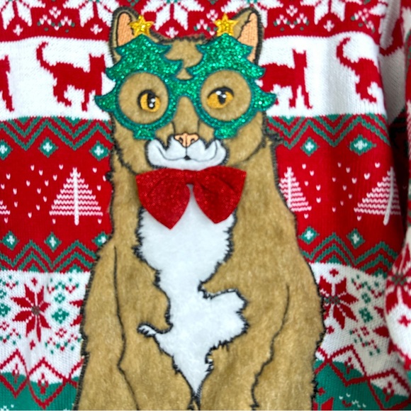 Blizzard Bay Cute Holiday Cat Christmas Sweater *Estimated Size Medium - Picture 4 of 13